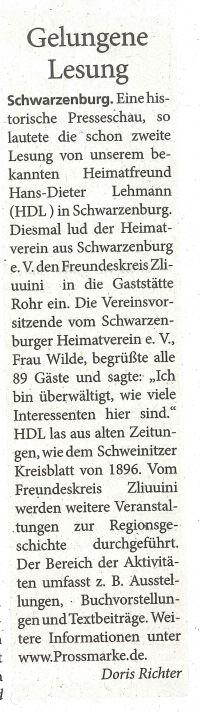 Artikel zum Vortrag im Wochenkurier
