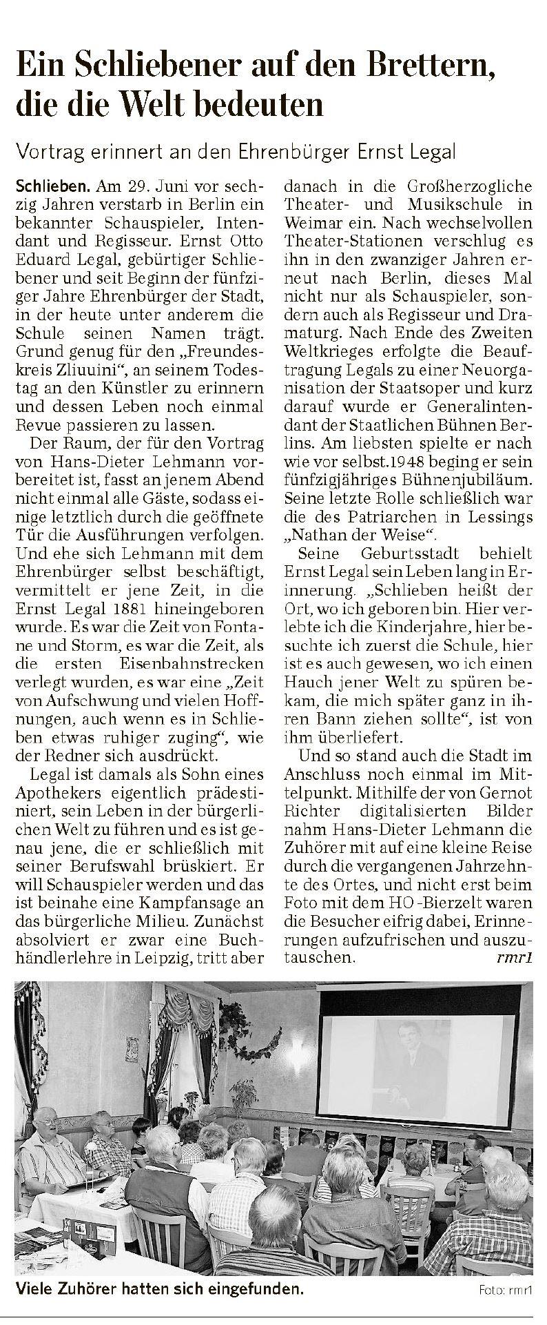 Beitrag in Lausitzer Rundschsu vom 06.07.2015
